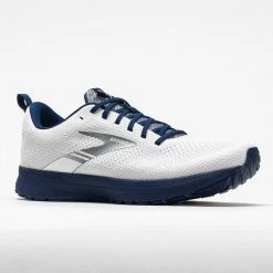 Discount ❤️ Outlet 😉 Brooks Revel 5 Men's Breakthrough Collection White/Blue Running 👞 👞 Shoes ❤️ 🔔 12 Brooks Revel 5 Men's Breakthrough Collection White/Blue Running Shoes