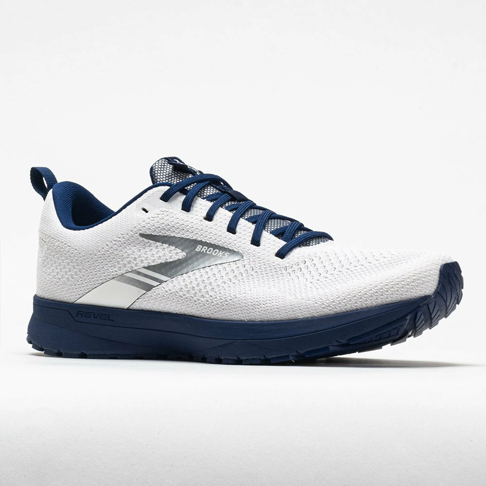 Discount ❤️ Outlet 😉 Brooks Revel 5 Men's Breakthrough Collection White/Blue Running 👞 👞 Shoes ❤️ 🔔 7 Brooks Revel 5 Men's Breakthrough Collection White/Blue Running Shoes