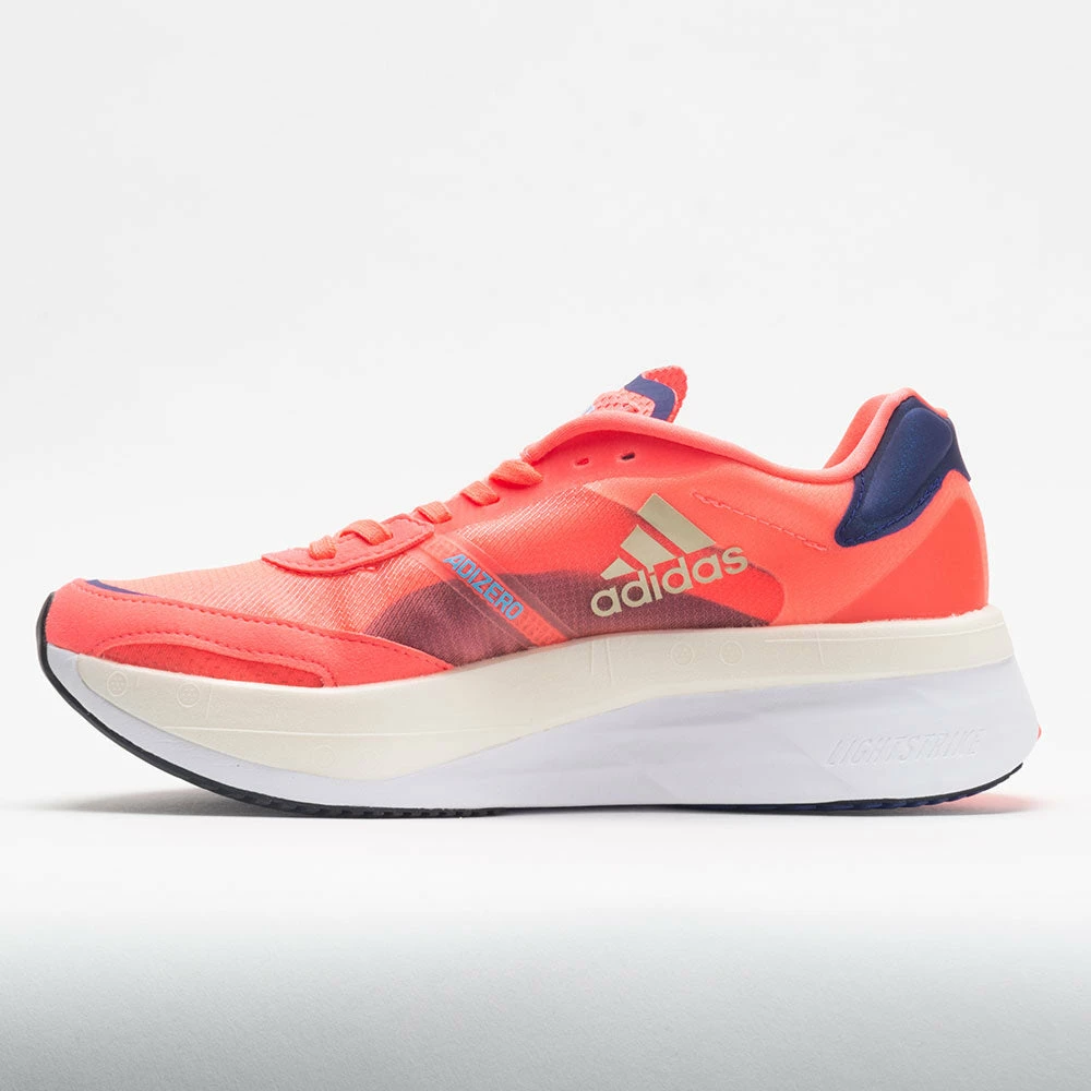 Discount ๐ Best Pirce ๐ Running ๐ ๐ Shoes Adidas Adizero Boston 10 ๐ฉ Women's Turbo/Sandy Beige/Legacy Indigo ๐ โ 4 Running Shoes Adidas Adizero Boston 10 Women's Turbo/Sandy Beige/Legacy Indigo