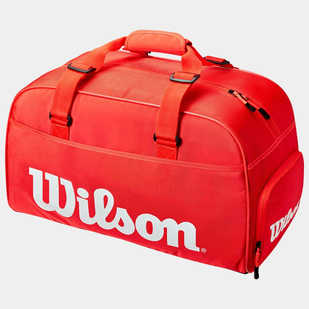 Hot Sale 👏 Promo 🎁 Wilson Super Tour Small Duffel Infrared ⭐ 🌟 3 Wilson Super Tour Small Duffel Infrared