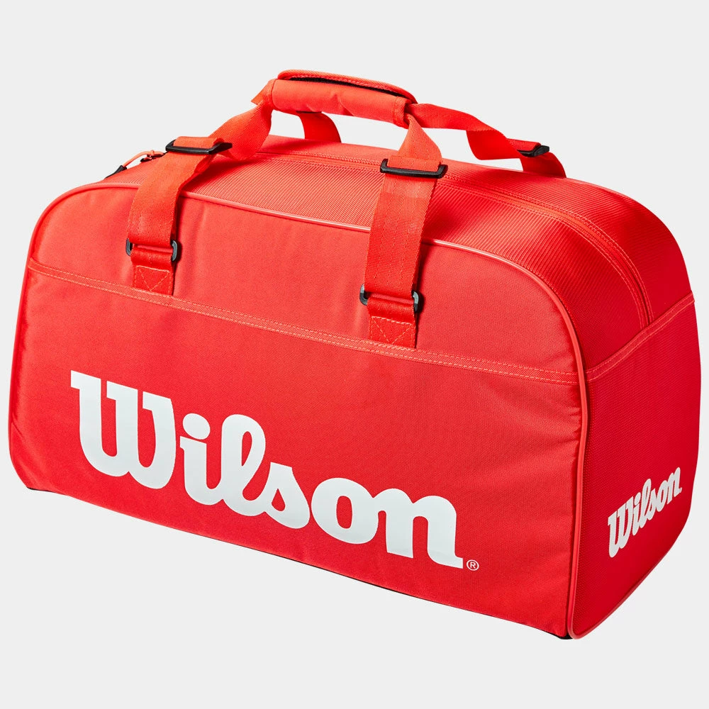 Hot Sale 👏 Promo 🎁 Wilson Super Tour Small Duffel Infrared ⭐ 🌟 4 Wilson Super Tour Small Duffel Infrared