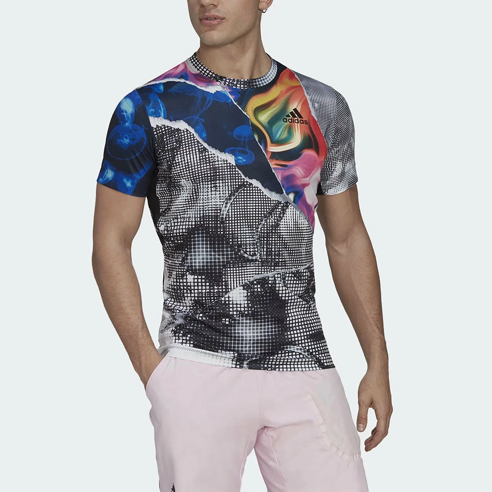 Best Pirce ๐ Hot Sale ๐งจ Men's Clothing Adidas US Open Series Printed Freelift Tee Men's โ๏ธ โค๏ธ 3 Men's Clothing Adidas US Open Series Printed Freelift Tee Men's